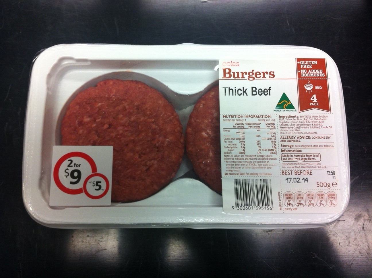 Coles Supermarkets Limited—Coles Thick Beef Burger 500g Product